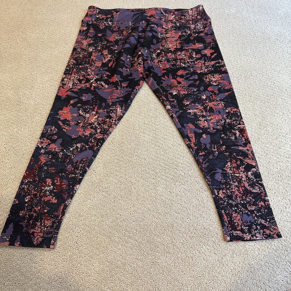 Soft Surroundings Pants Leggings Ponte Knit Black Purple Casual Plus 1X #5DW49